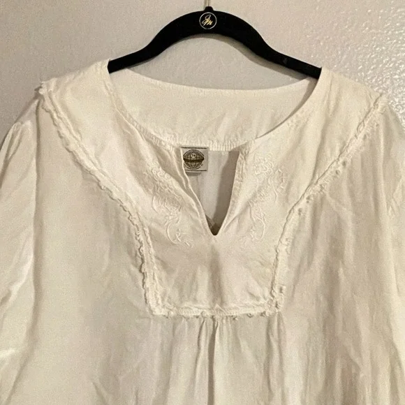 La Cotonniere Women's White Embroidered Long Sleeve Dress 3XL - Picture 6 of 13